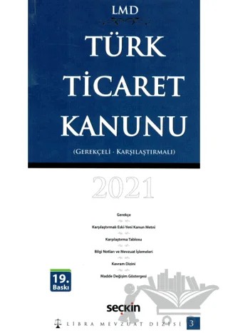 Türk Ticaret Kanunu / LMD-3 – Mutlu Dinç, Çilem Bahadır – Seçkin Yayıncılık kitap kapağı