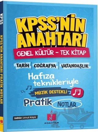 2026 KPSS'nin Anahtarı Hafıza Teknikleriyle Müzik Destekli Pratik Notlar - Genel Kültür Tek Kitap – Umut Kaya – Anahtar Kitap kitap kapağı