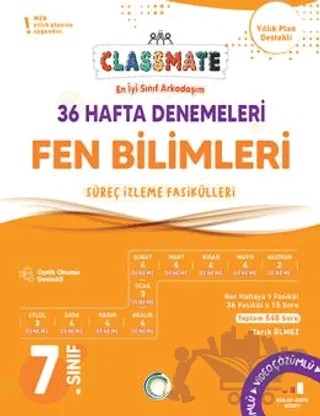 7. Sınıf Fen Bilimleri Classmate 36 Hafta Denemeleri – Tarık Ölmez – Okyanus Yayınları kitap kapağı