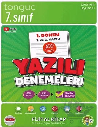 7. Sınıf Yazılı Denemeleri 1. Dönem 1 ve 2. Yazılı – Kolektif – Tonguç Akademi kitap kapağı