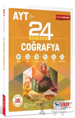AYT Coğrafya 24 Adımda Konu Anlatımlı Soru Bankası – Kolektif – Sınav Yayınları kitap kapağı