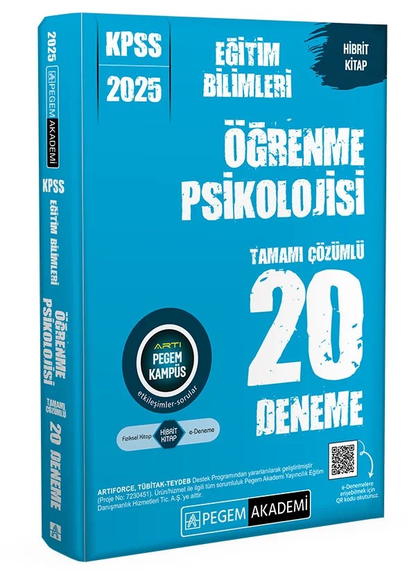 2025 KPSS Eğitim Bilimleri Öğrenme Psikolojisi Tamamı Çözümlü 20 Deneme – Pegem Akademi Yayıncılık kitap kapağı