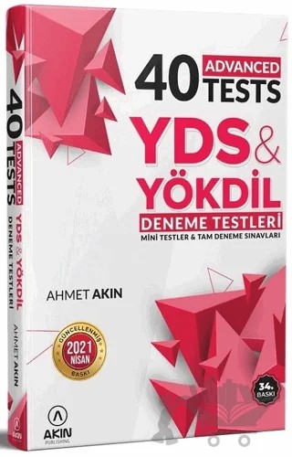 40 Advanced Tests YDS ve Yökdil Deneme Testleri – Ahmet Akın – Akın Dil Eğitim kitap kapağı