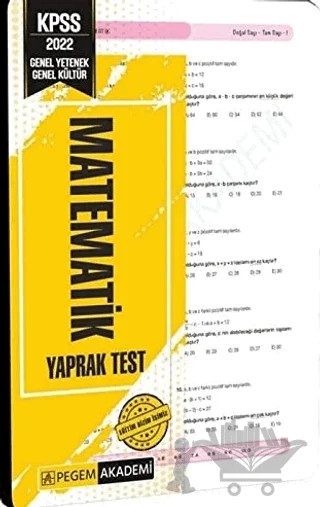 2022 KPSS Genel Yetenek Genel Kültür Matematik Yaprak Test – Kolektif – Pegem Akademi Yayıncılık kitap kapağı