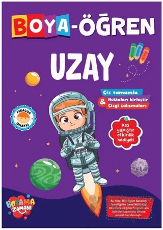 Boya Öğren – Uzay – Abdullah Karaca – Boyama Zamanı kitap kapağı
