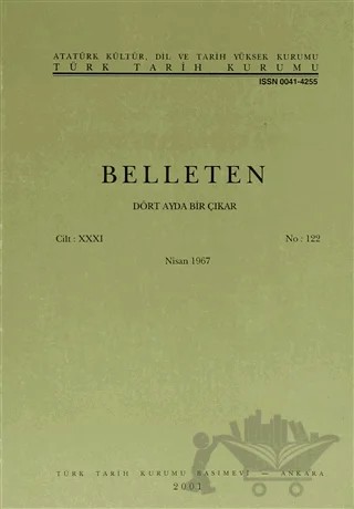 Belleten Sayı: 122 Cilt: 31 – Türk Tarih Kurumu Yayınları kitap kapağı