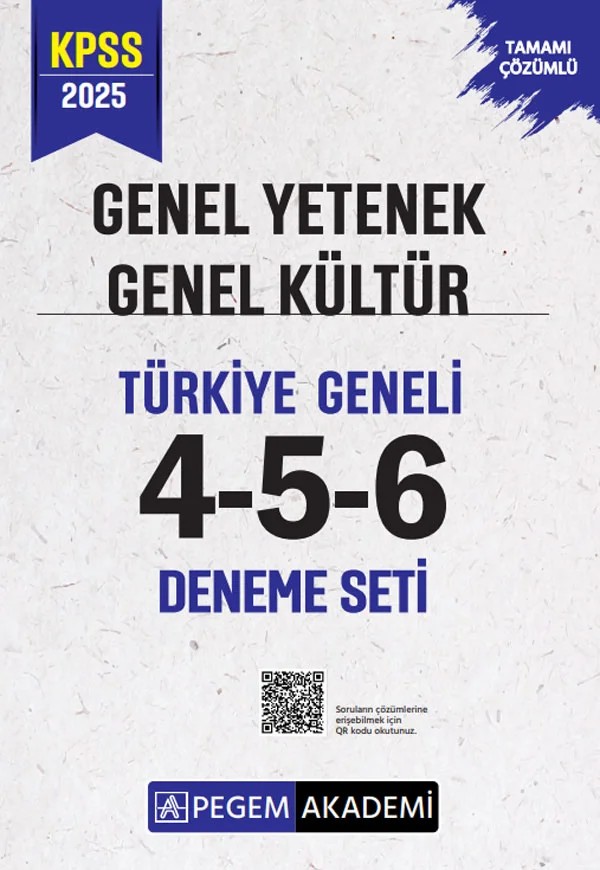 2025 KPSS Genel Yetenek Genel Kültür Tamamı Çözümlü Türkiye Geneli 4-5-6 (3'lü Deneme Seti) – 6 (3'lü Deneme Seti) – Pegem Akademi Yayıncılık kitap kapağı