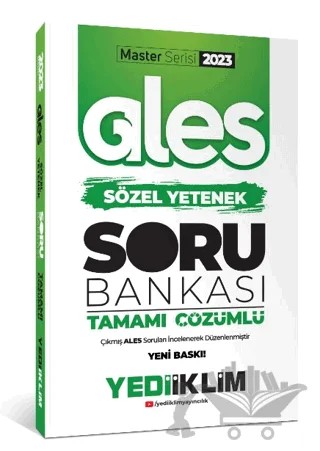 2023 Master Serisi Ales Sözel Yetenek Tamamı Çözümlü Soru Bankası – Kolektif – Yediiklim Yayınları kitap kapağı