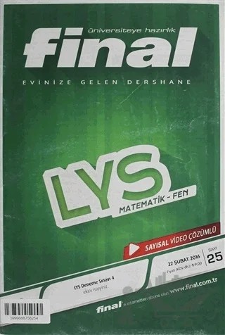 LYS Metmatik-Fen Sayısal Video Çözümlü 22 Şubat 2016 – Final Yayınları kitap kapağı