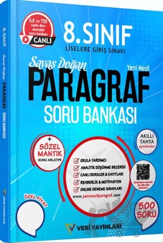 8. Sınıf Paragraf Yeni Nesil Soru Bankası – Savaş Doğan – Veri Yayınları kitap kapağı