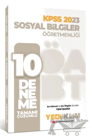 2023 ÖABT Sosyal Bilgiler Öğretmenliği Tamamı Çözümlü 10 Deneme – Kolektif – Yediiklim Yayınları kitap kapağı
