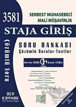 SMMM Staja Giriş Soru Bankası Çözümlü Sorular - Testler – Devrim Ergün, Haşim Yılmaz – Derin Yayınları kitap kapağı