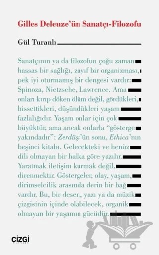 Gilles Deleuze'ün Sanatçı-Filozofu – Gül Turanlı – Çizgi Kitabevi Yayınları kitap kapağı