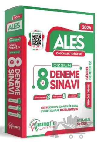 2024 ALES 8li Paket Deneme Sınavı Özgün Yeni Nesil Türkiye Geneli Kurumsal Çözümlü – Kolektif – Anamorfik Yayınları kitap kapağı