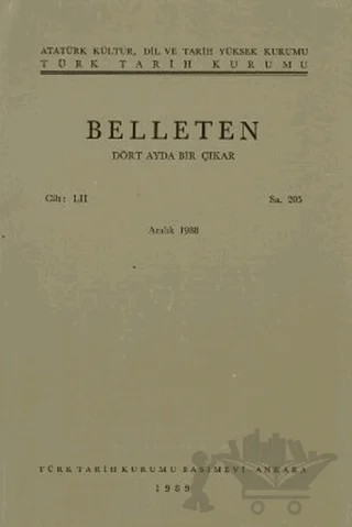 Belleten Sayı: 205 Cilt: 52 – Türk Tarih Kurumu Yayınları kitap kapağı
