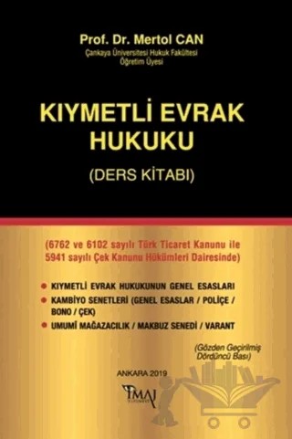 Kıymetli Evrak Hukuku (Ders Kitabı) – Mertol Can – İmaj Yayıncılık kitap kapağı
