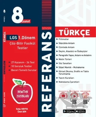 8. Sınıf 1. Dönem Tekrarı Referans Türkçe Fasikül Soru Bankası – Kolektif – Newton Yayınları kitap kapağı