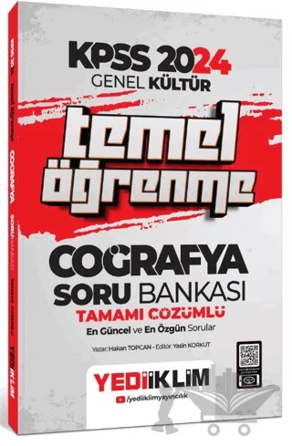 KPSS Genel Kültür Temel Öğrenme Coğrafya Tamamı Çözümlü Soru Bankası – Hakan Topcan – Yediiklim Yayınları kitap kapağı