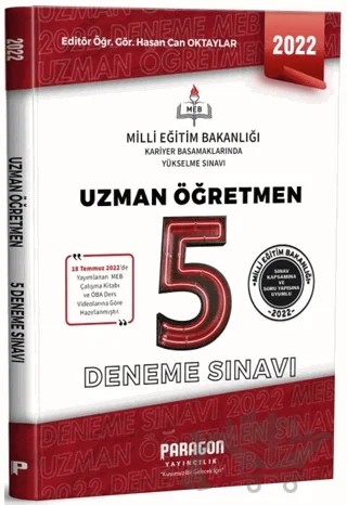 2022 MEB Uzman Öğretmen 5 Deneme Sınavı – Hasan Can Oktaylar – Paragon Yayıncılık kitap kapağı