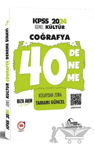 2024 KPSS Coğrafya 40 Deneme Sınavı – Rıza Akın Kayar – Doktrin Yayınları kitap kapağı
