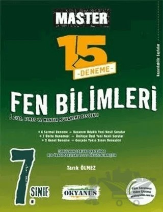 7. Sınıf Fen Bilimleri Master 15 Deneme – Tarık Ölmez – Okyanus Yayınları kitap kapağı