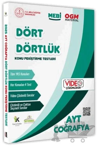 2025 YKS-AYT MEBİ-OGM Dört Dörtlük Coğrafya Pekiştirme Testi Soru Bankası Video Çözümlü – Kolektif – Karakutu Yayın kitap kapağı
