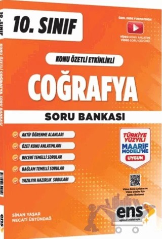 10. Sınıf Coğrafya Konu Özetli Etkinlikli Soru Bankası – Sinan Yaşar, Necati Üstündağ – ENS Yayınları kitap kapağı