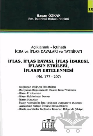 İflas, İflas Davası, İflas İdaresi, İflasın Ertelenmesi (Md. 177-207) – Hasan Özkan – Legal Yayıncılık kitap kapağı
