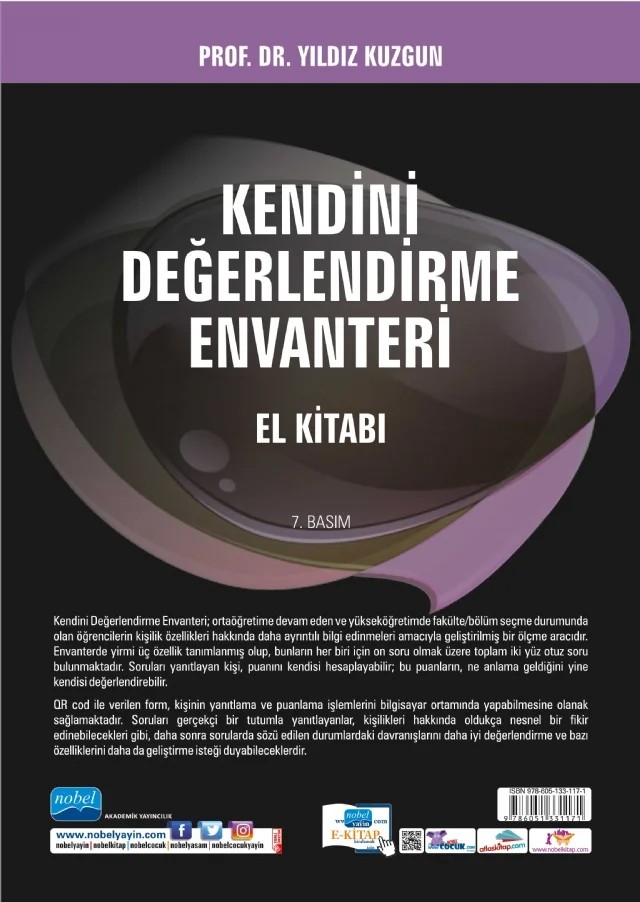 Kendini Değerlendirme Envanteri El Kitabı – Yıldız KUZGUN – Nobel Akademik Yayıncılık kitap kapağı