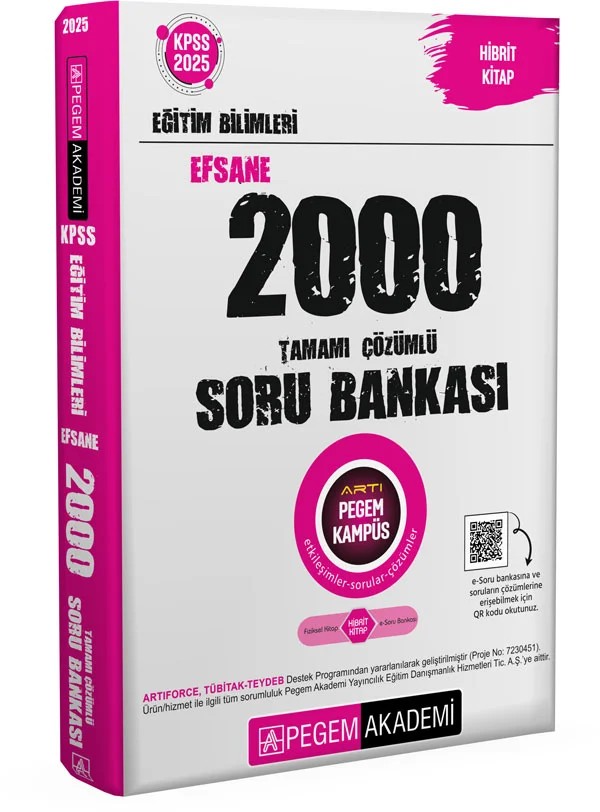 2025 KPSS Eğitim Bilimleri Tamamı Çözümlü Efsane 2000 Soru Bankası – Pegem Akademi Yayıncılık kitap kapağı