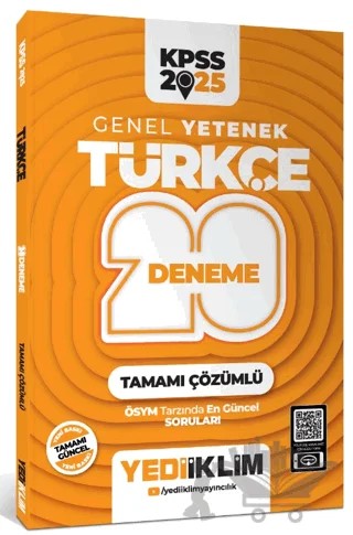 2025 KPSS Genel Yetenek Türkçe Tamamı Çözümlü 20 Deneme – Kolektif – Yediiklim Yayınları kitap kapağı
