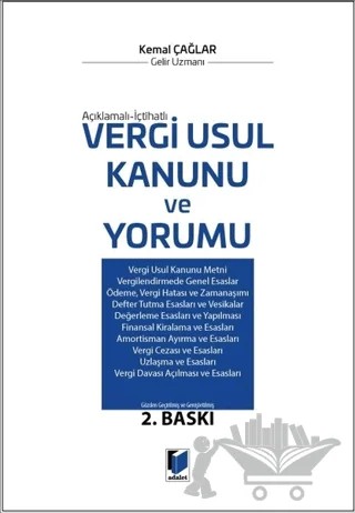 Vergi Usul Kanunu ve Yorumu – Kemal Çağlar – Adalet Yayınevi kitap kapağı