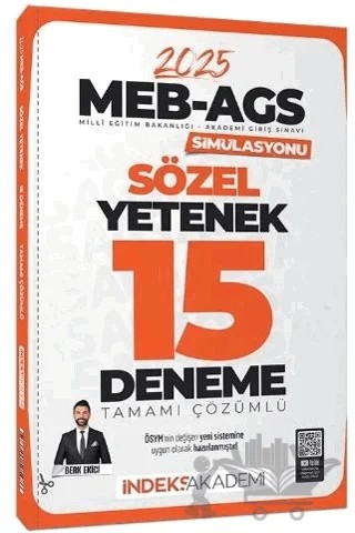 2025 MEB-AGS Simülasyonu Sözel Yetenek 15 Deneme Çözümlü – Berk Ekinci – İndeks Akademi Yayıncılık kitap kapağı