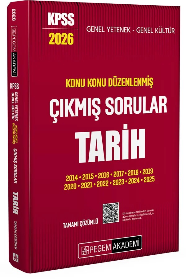 2026 KPSS Genel Yetenek Genel Kültür Konu Konu Düzenlenmiş Tamamı Çözümlü Çıkmış Sorular TARİH – Pegem Akademi Yayıncılık kitap kapağı