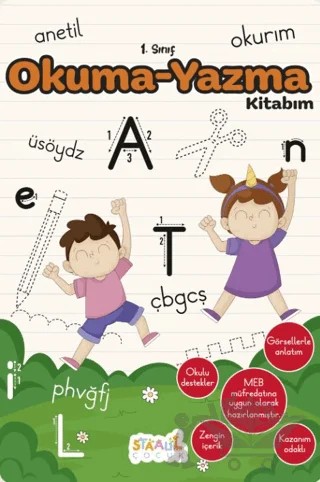 İlkokul 1. Sınıf Kaynak Kitapları Serisi / Okuma - Yazma Kitabım (Yeni Müfredat - Anetil) – Kolektif – Staau Çocuk kitap kapağı