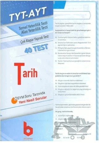 TYT-AYT Tarih Çek - Kopar Yaprak Test – Kolektif – Basamak Yayınları kitap kapağı