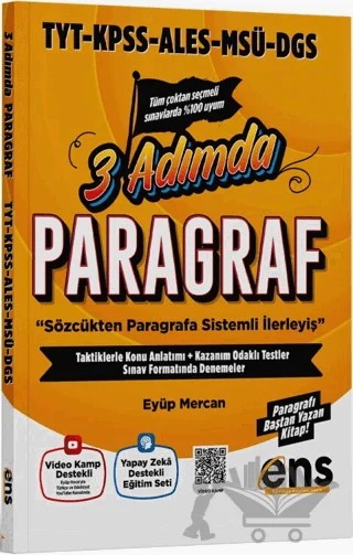 TYT KPSS ALES MSÜ DGS Paragraf 3 Adımda Konu Özetli Soru Bankası – Eyüp Mercan – ENS Yayınları kitap kapağı