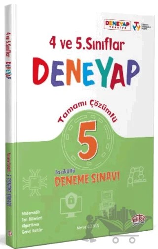 4 - 5. Sınıf Deneyap Tamamı Çözümlü 5 Deneme Sınavı – Merve Gülmüş – Editör Yayınevi kitap kapağı