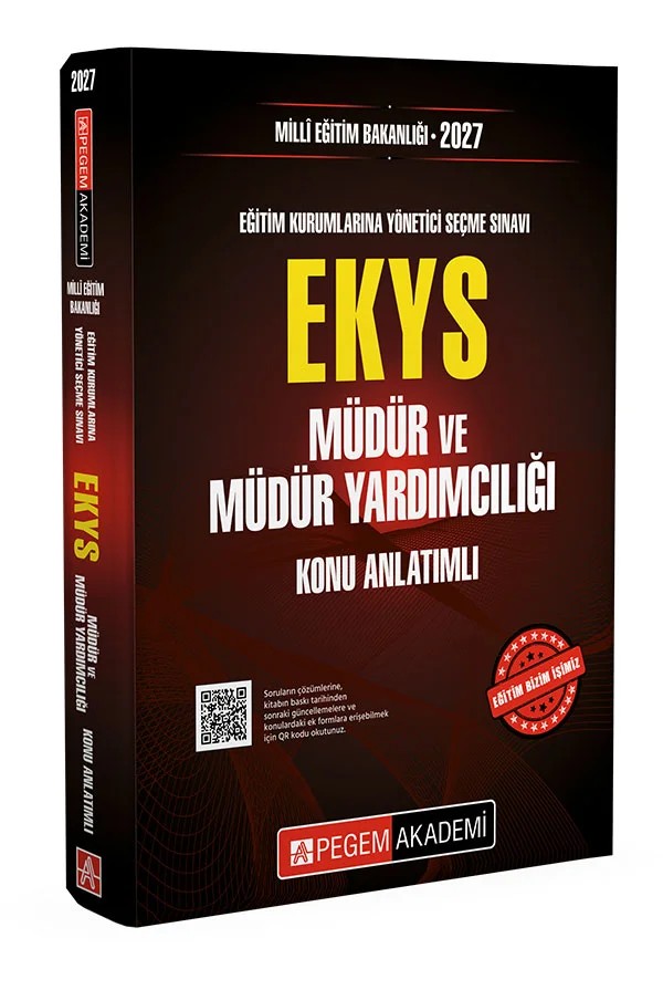 2027 EKYS MEB Müdür ve Müdür Yardımcılığı Konu Anlatımlı – komisyonumuz tarafından hazırlanmıştır. Yeni yayımlanan sınav ilanı ile birlikte yeni konu eklenmesi – Pegem Akademi Yayıncılık kitap kapağı