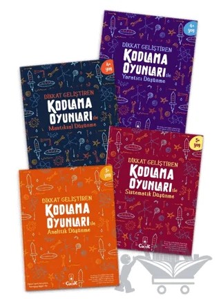 Dikkat Geliştiren Kodlama Oyunları Serisi (4 Kitap) – Kolektif – Floki Çocuk kitap kapağı