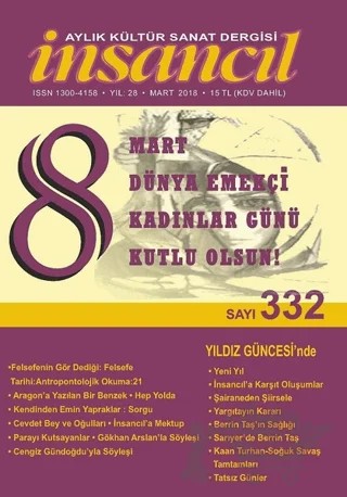 İnsancıl Aylık Kültür Sanat Dergisi Sayı: 332 Mart 2018 – İnsancıl Dergisi Yayınları kitap kapağı