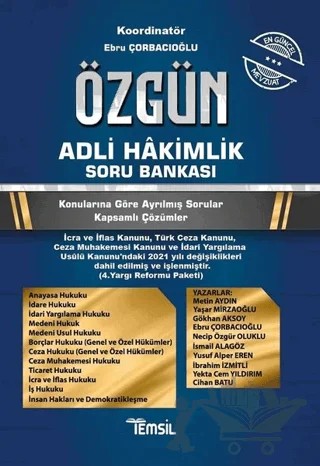 Özgün Adli Hakimlik Soru Bankası – Cihan Batu, Ebru Çorbacıoğlu, Gökhan Aksoy, Hamza Parlak, Metin Aydın, Mustafa Ahmet Şengel, Yaşar Mirzaoğlu, Yekta Cem Yıldırım – Temsil Kitap kitap kapağı