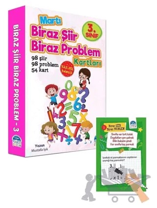 3. Sınıf Biraz Şiir Biraz Problem Kartları - Yaz Sil Kalemli – Mustafa Işık – Martı Çocuk Yayınları kitap kapağı
