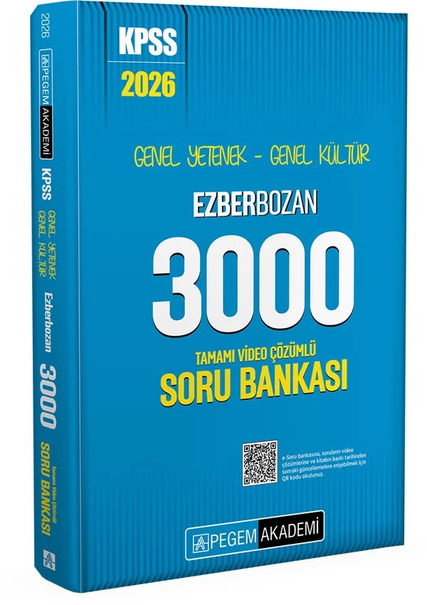 2026 KPSS Genel Yetenek Genel Kültür Ezberbozan 3000 Tamamı Video Çözümlü Soru Bankası – Pegem Akademi Yayıncılık kitap kapağı