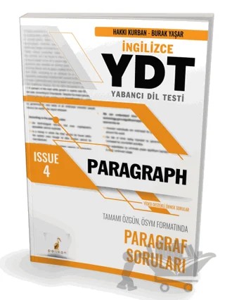 YDT İngilizce Paragraph Issue 4 – Hakkı Kurban, Burak Yaşar – Pelikan Tıp Teknik Yayıncılık kitap kapağı