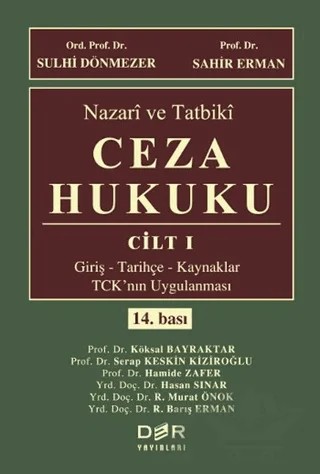 Nazari ve Tatbiki Ceza Hukuku Cilt 1 – Sahir Erman, Sulhi Dönmezer – Der Yayınları kitap kapağı