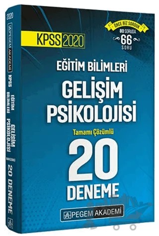 KPSS 2020 Eğitim Bilimleri Gelişim Psikolojisi Tamamı Çözümlü 20 Deneme – Kolektif – Pegem Akademi Yayıncılık kitap kapağı