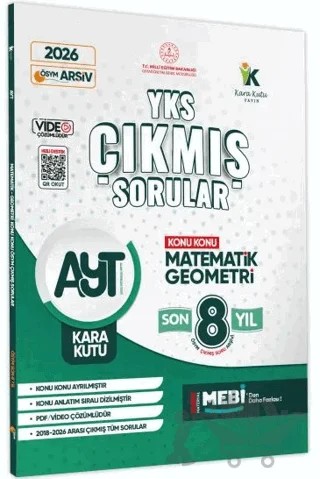 2026 YKS-AYT Matematik-Geometri Karakutu ÖSYM Çıkmış Soru Bankası Çözümlü Konu Konu Son 8 Yıl – Kolektif – Karakutu Yayın kitap kapağı