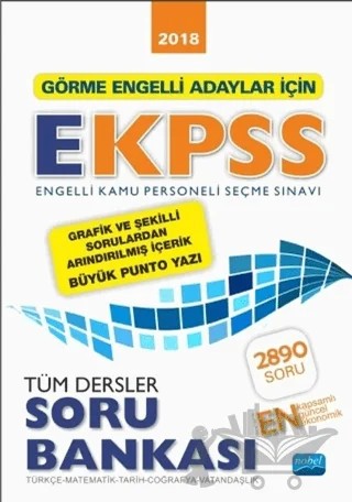 2018 Görme Engelli Adaylar İçin EKPSS Tüm Dersler Soru Bankası – Kolektif – Nobel Sınav Yayınları kitap kapağı