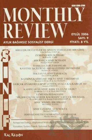 Monthly Review Bağımsız Sosyalist Dergi Sayı: 9 / Eylül 2006 – Monthly Review Dergisi kitap kapağı